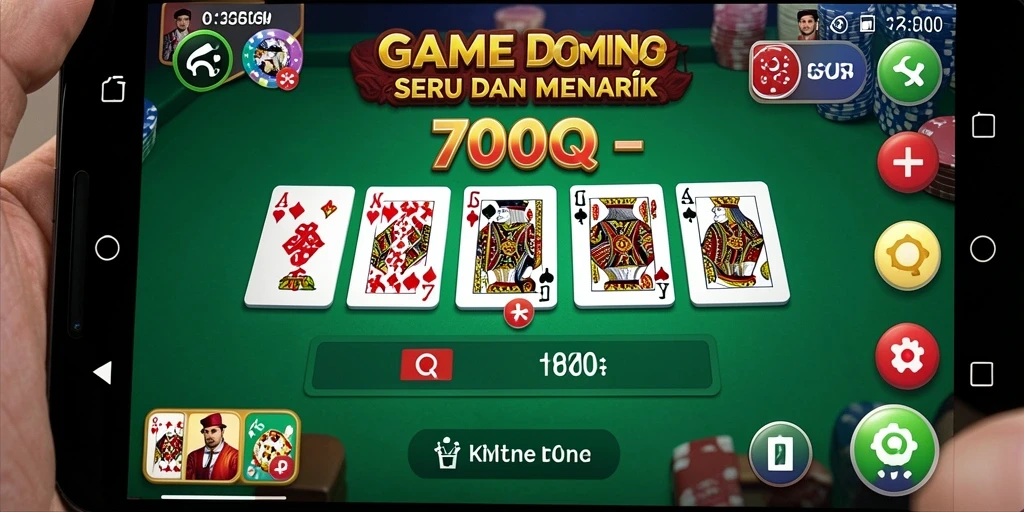 Screenshot utama 700Q menampilkan gameplay domino yang seru dan interaktif.