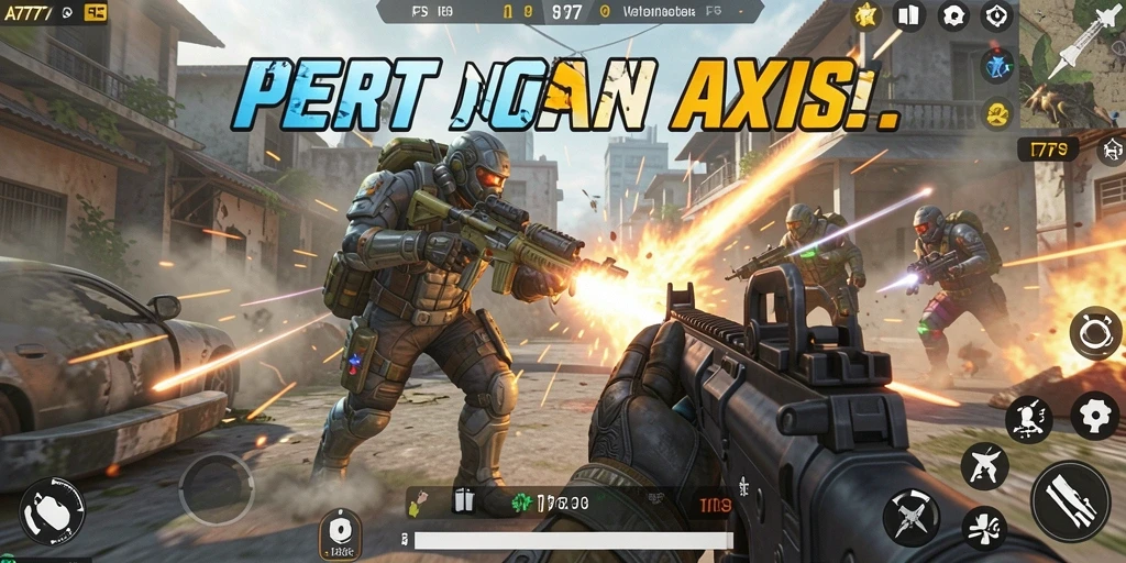 Screenshot A7777 menampilkan aksi gameplay FPS yang mendebarkan.