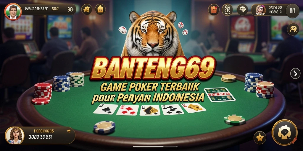 Tampilan gameplay BANTENG69 yang menegangkan dan seru saat bermain poker.