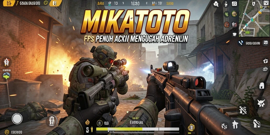 Screenshot gameplay MIKATOTO yang menunjukkan pertempuran intens di medan perang.