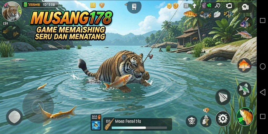 Tampilan gameplay <strong>MUSANG178</strong> yang menakjubkan saat memancing ikan.