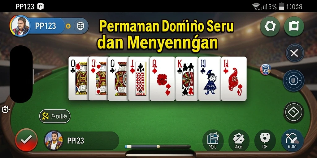 Tampilan gameplay seru dari PP123 yang memperlihatkan keseruan bermain Domino.