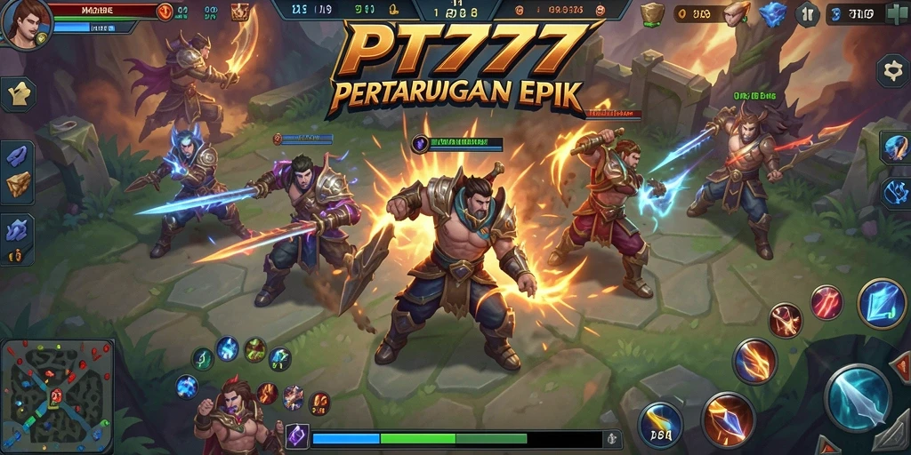 Tangkapan layar PT777 menampilkan aksi seru pertarungan MOBA.