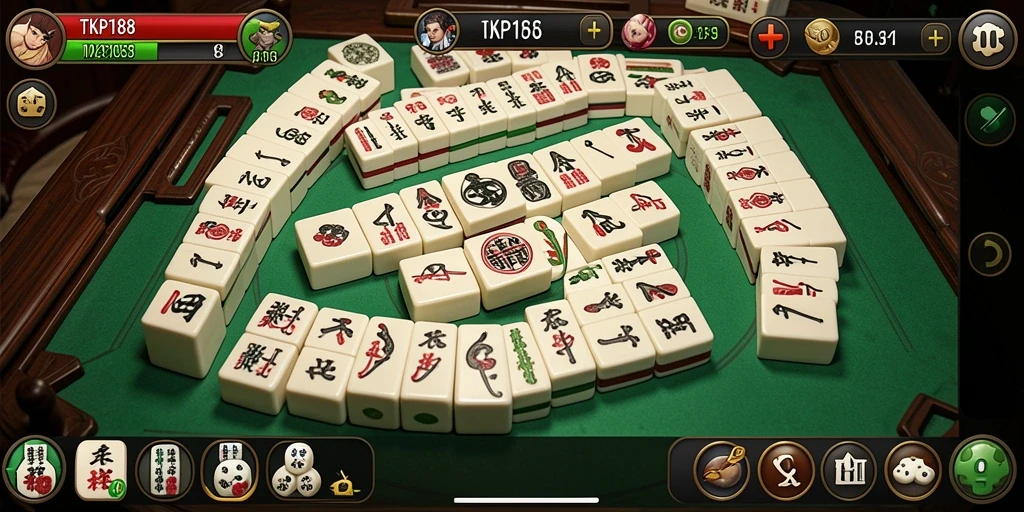 Tampilan gameplay seru TKP188 dengan ubin Mahjong.